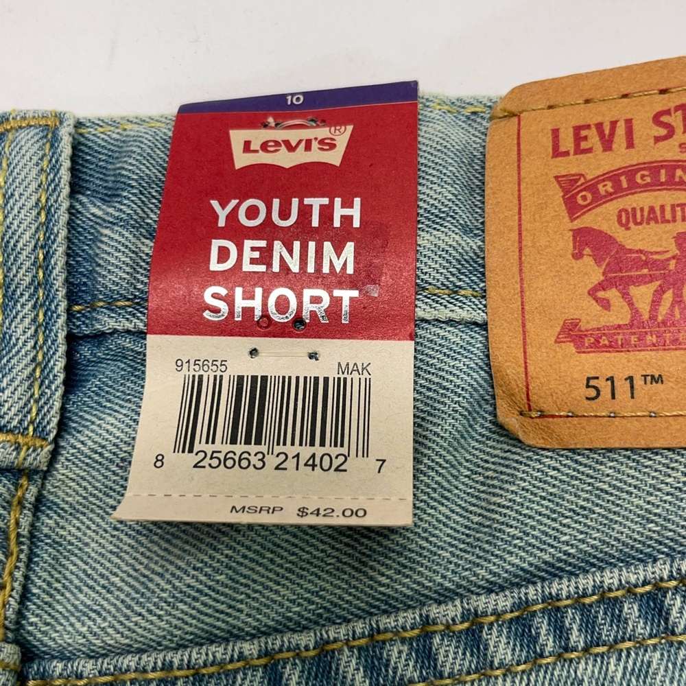 LEVIS 511 SLIM DISTRESSED YOUTH DENIM SHORTS LIGHT WASH 10 NEW - Picture 8 of 12